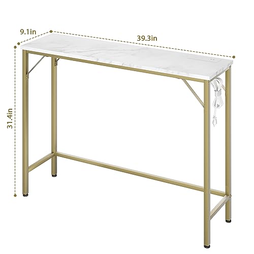 Narrow Console Table with Outlets for Living Room, Entryway, Hallway A936