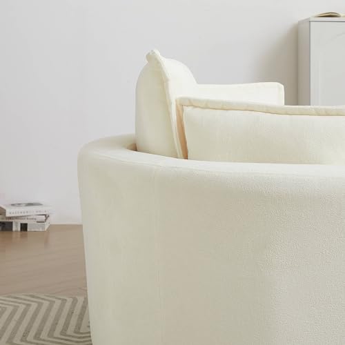 Modern Accent Barrel Sofa Chair with Storage Ottoman and Pillows W4655