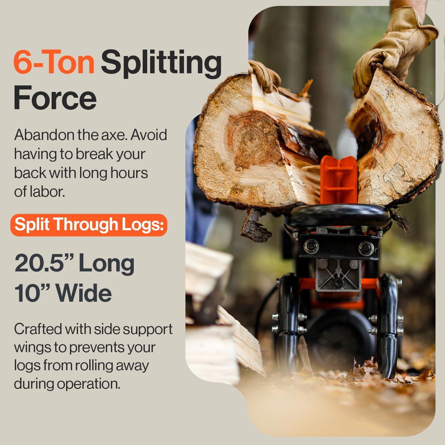 Electric Log Splitter 6 Ton Portable with Steel Wedge F595