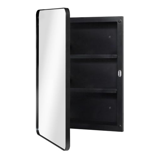 Black Beveled Edge Medicine Cabinet, 16 x 24 Inch H110573