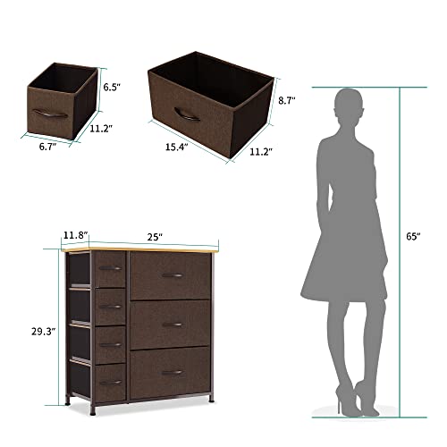 Dresser with 7 Drawers & Fabric Storage Tower for Bedroom, Living Room, Hallway N4314