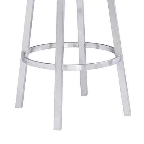 26" Counter Height Swivel Bar Stool with Faux Leather and Stainless Steel D1930