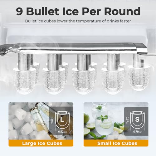 Countertop Ice Maker, Portable Bullet Ice Machine with Self-Cleaning, 2 Ice Sizes S172719
