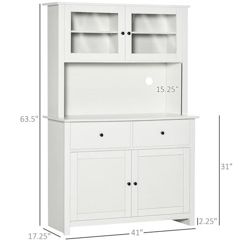 Kitchen Buffet with Hutch, Pantry Storage Cabinet with Shelves and Drawers I7784