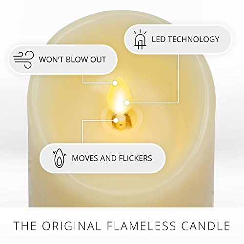 Flickering Flameless Ivory 6.5" Pillar Candle with Warm LED Light D429