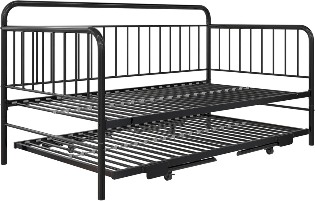 Metal Daybed with Pop Up Trundle Bed, Twin, Black W1027