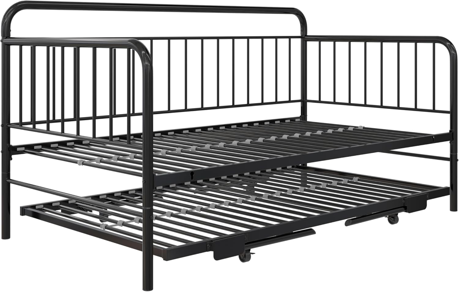 Metal Daybed with Pop Up Trundle Bed, Twin, Black W1027
