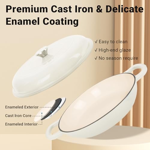 Enameled Cast Iron Dutch Oven with Lid, 3.8 Quart, Oven Safe to 500°F B7956