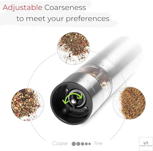 Salt and Pepper Grinder Set, Battery Operated Stainless Steel Mill with Light U4035