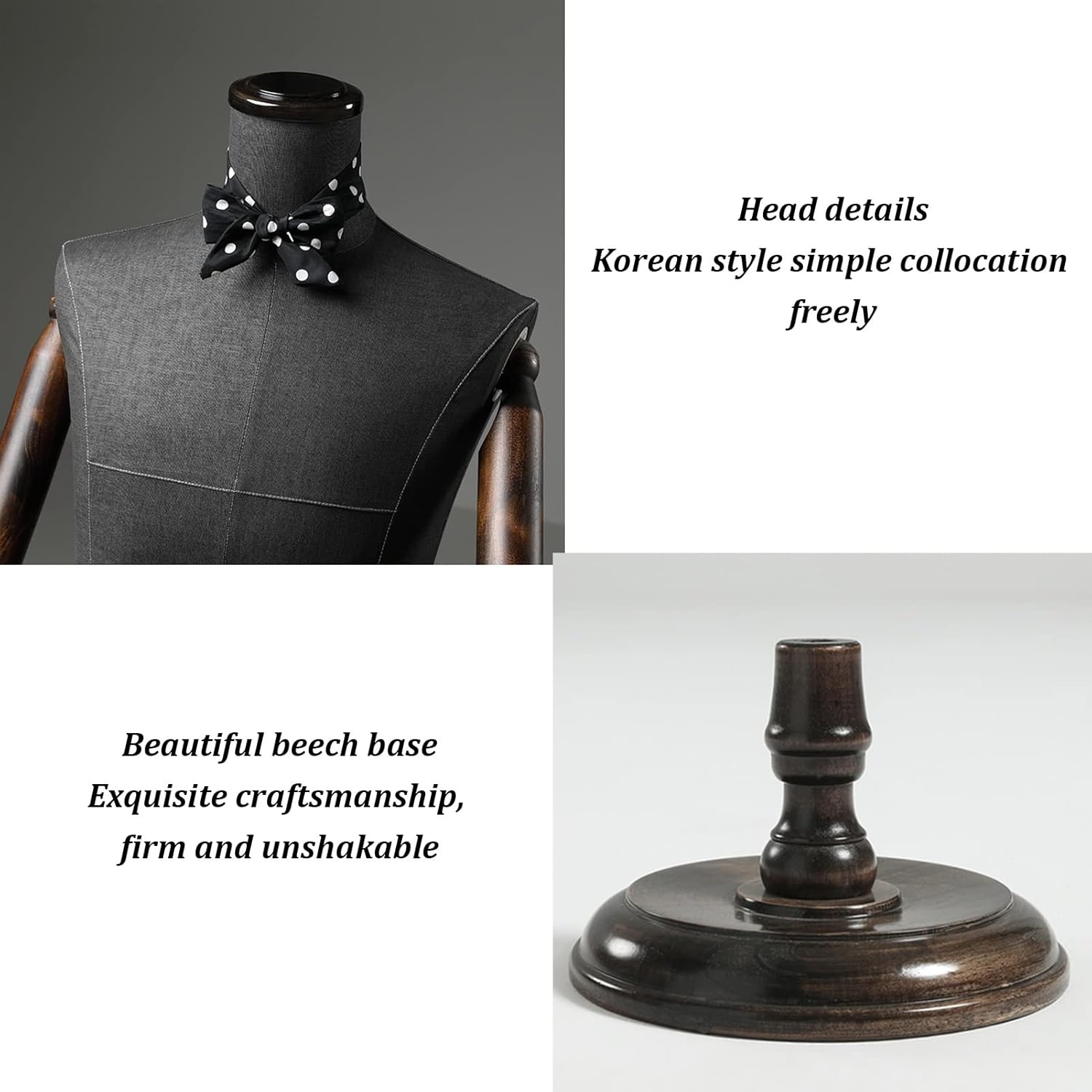 Male Tailor Dummy Dress Form with Wooden Base for Clothing Display D478