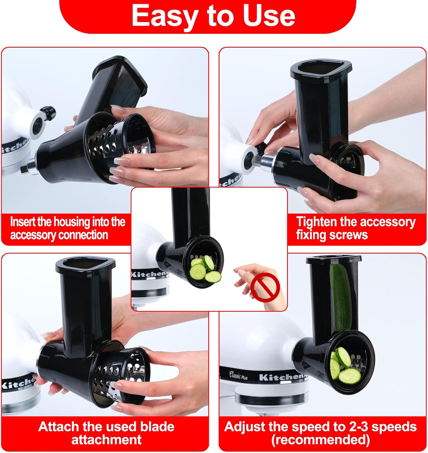 Cheese Grater Attachment for Stand Mixer with 4 Blades N8704