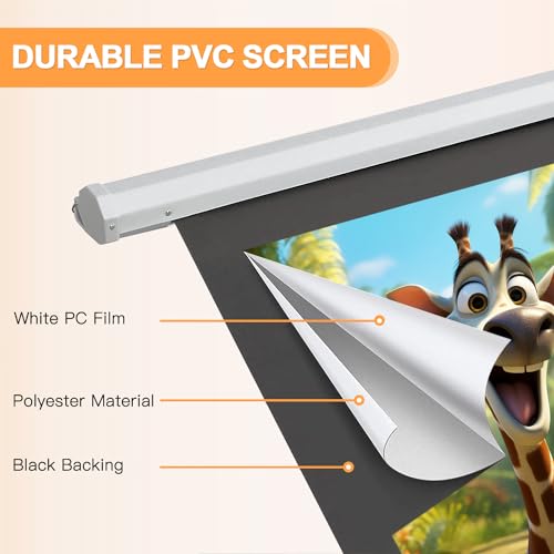 100" Motorized Projector Screen 4:3 4K HD Pull Down Retractable P58971