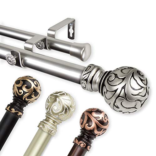 1" Cypress Double Curtain Rod, 160-240", Gold F998536