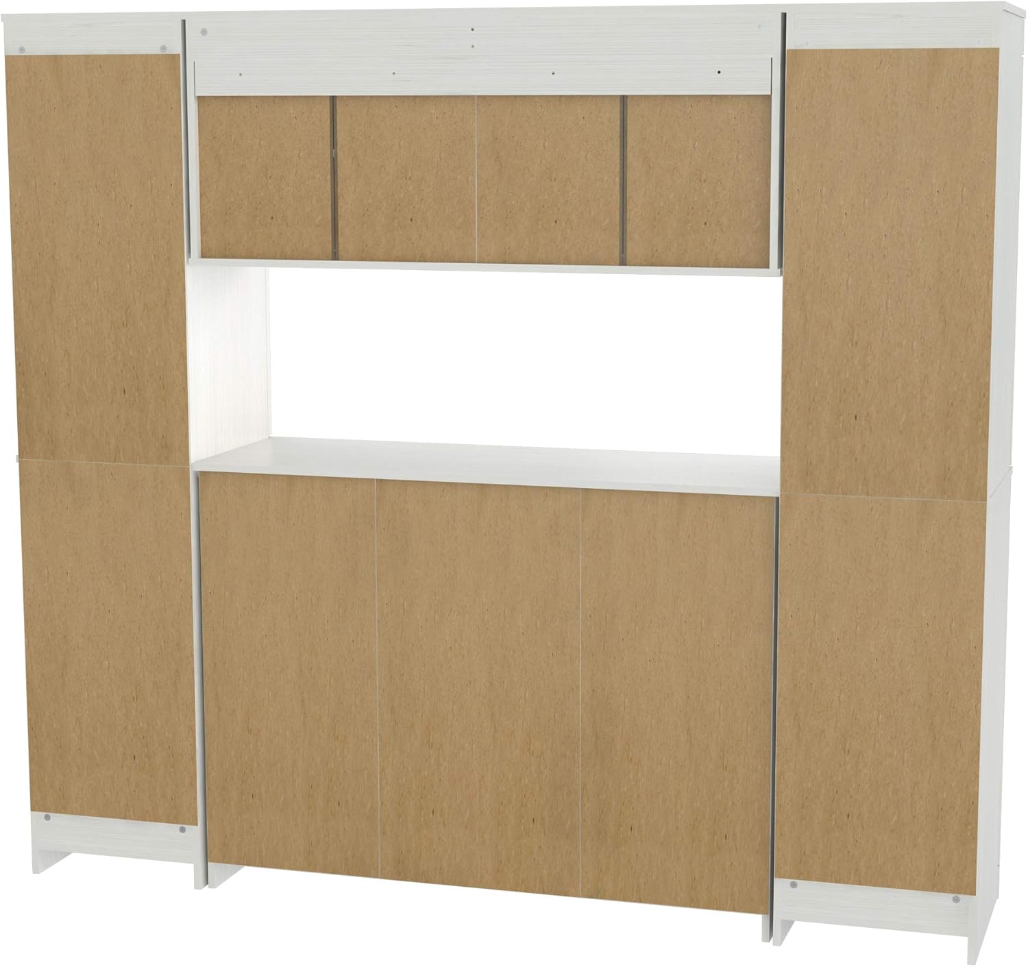Shaker Style 4-Piece Buffet Storage System with 2 Tall Cabinets, Washed Oak R39755