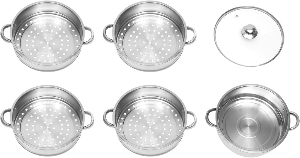 5 Tier Stainless Steel Steamer Pot with Glass Lid, 10 Inch R635966