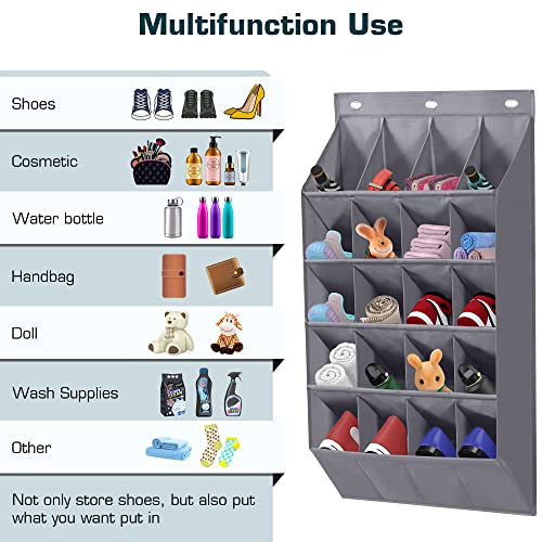 Over the Door Shoe Organizer, 12 Large Pockets, Grey C84622