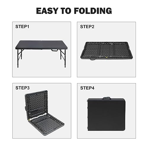 Folding Table 4ft 6ft 8ft Heavy Duty White Black for Picnic Camping Indoor Outdoor X506591