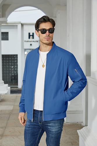 Men's Lightweight Bomber Jacket Windbreaker with 5 Pockets C23690