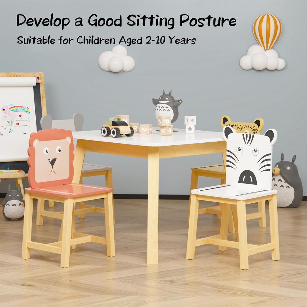 Children's Wooden Table and 4 Chairs Set for Ages 2-10 R550106