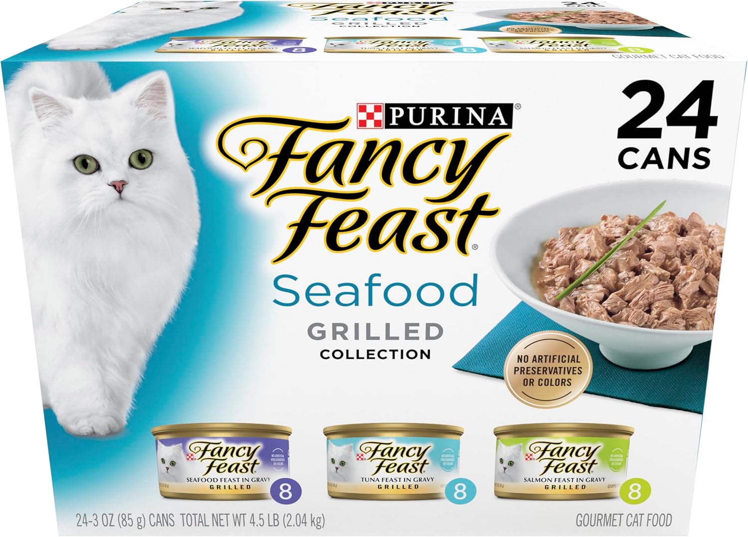Grilled Seafood Wet Cat Food Variety Pack, 3 oz Cans, 24 Count W3301