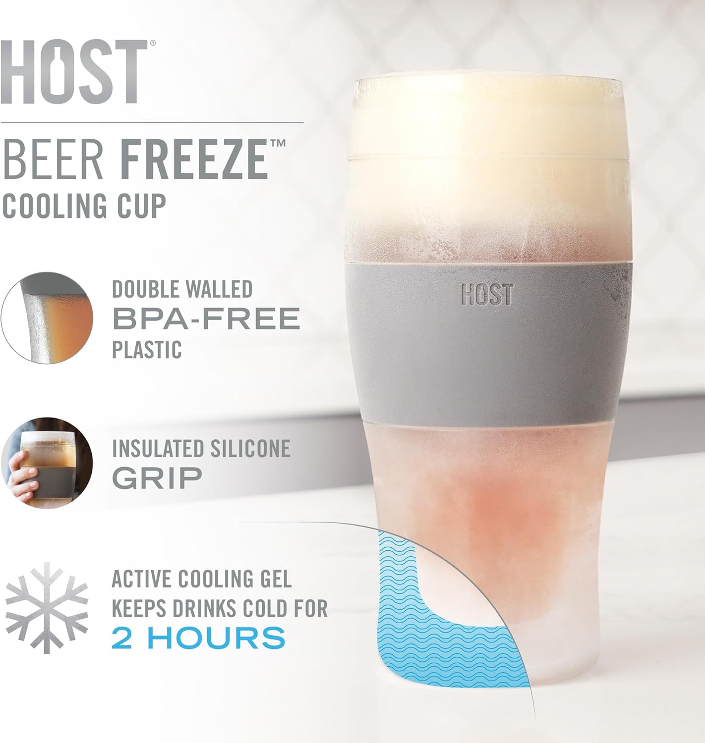 Frozen Mug Set for Beer and Iced Coffee, Double Walled, 16oz, Set of 2, Black E2696