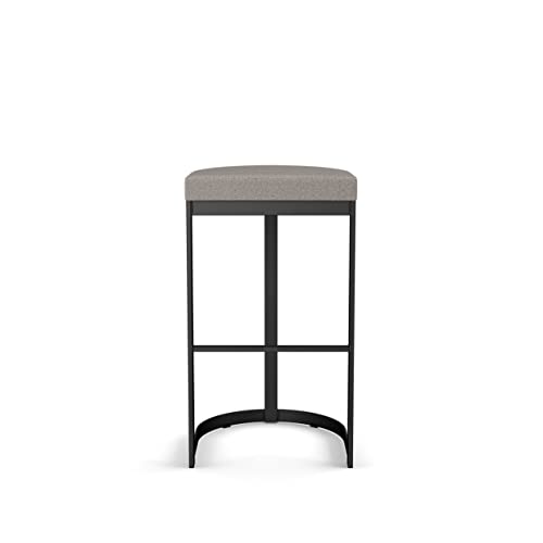 Counter Stool in Grey and Beige Polyurethane with Black Metal Frame K8073