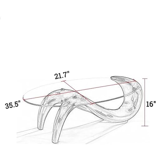 Oval Glass Coffee Table for Living Room N137