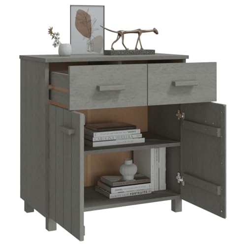 Sideboard Light Gray Solid Wood Pine with Storage B121