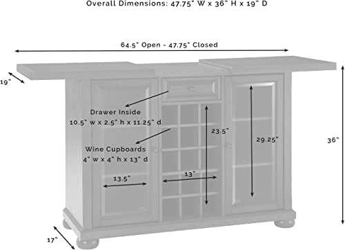 Sliding Top Bar Cabinet - Black X1250
