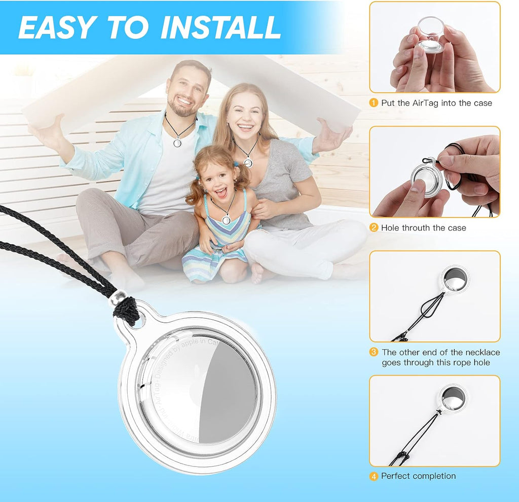 Adjustable Waterproof AirTag Necklace Holder for Kids and Adults Z7192