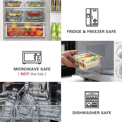 Glass Meal Prep Containers with Lids, 22 Oz, 10 Pack V40533