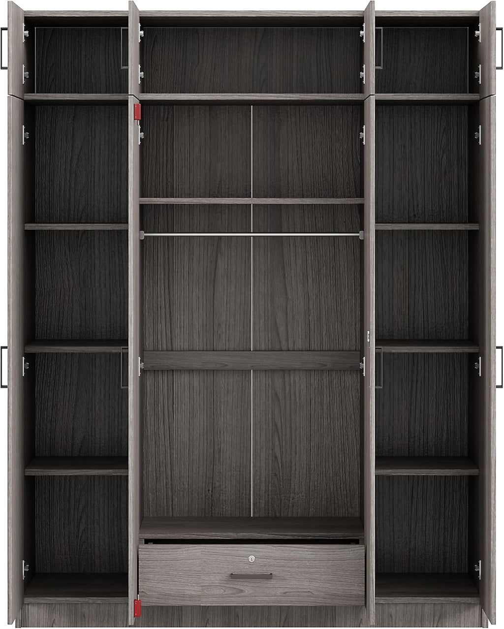 Wooden Armoire Wardrobe with Drawer and Shelves for Bedroom O750
