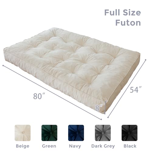8" Futon Mattress Full Size, Velvet Floor Mattress for Adults, Beige I92411