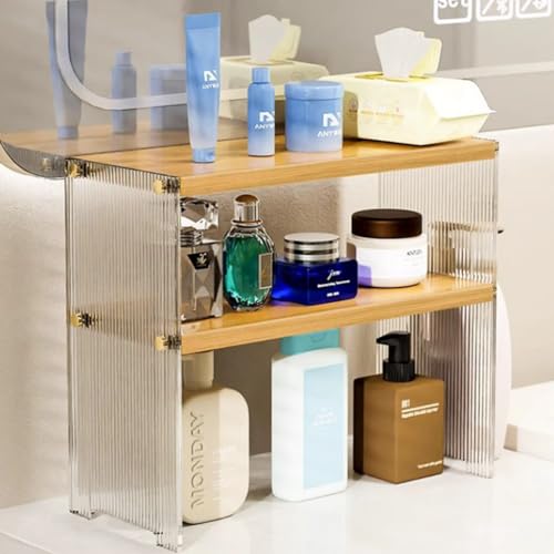 Acrylic Desktop Organizer with Wood Shelf X79705
