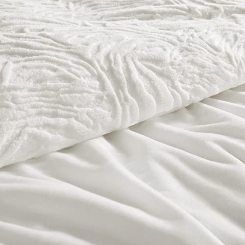 White Fluffy Duvet Cover Queen Set, Ultra Soft Shaggy Comforter Set, 3 Pieces X212842