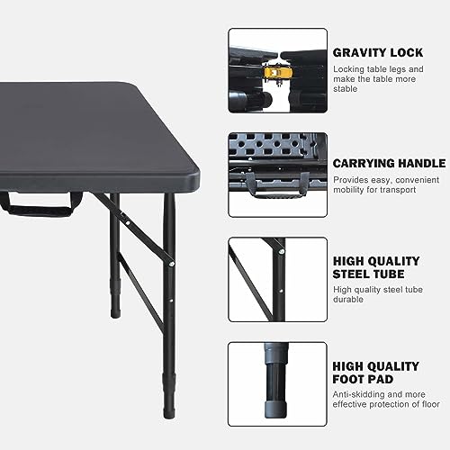 Folding Table 4ft 6ft 8ft Heavy Duty White Black for Picnic Camping Indoor Outdoor X506591