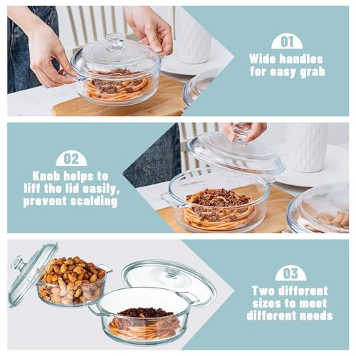 Glass Casserole Dish with Lid, Oven Safe, 2-Piece Set T97917