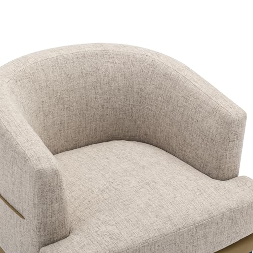 Accent Barrel Chair with Linen and PU, Metal Legs F608076