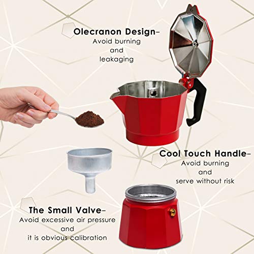 Aluminum Moka Stove Coffee Maker with Coffee Mug, 3 Espresso Cup R81939