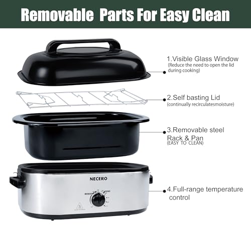 Electric Roaster Oven with Glass Lid and Removable Pan X813