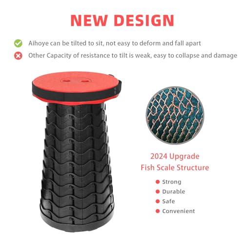 Portable Collapsible Telescoping Stool Lightweight Retractable Folding Stool for Camping Fishing Hiking Travel BBQ D8590