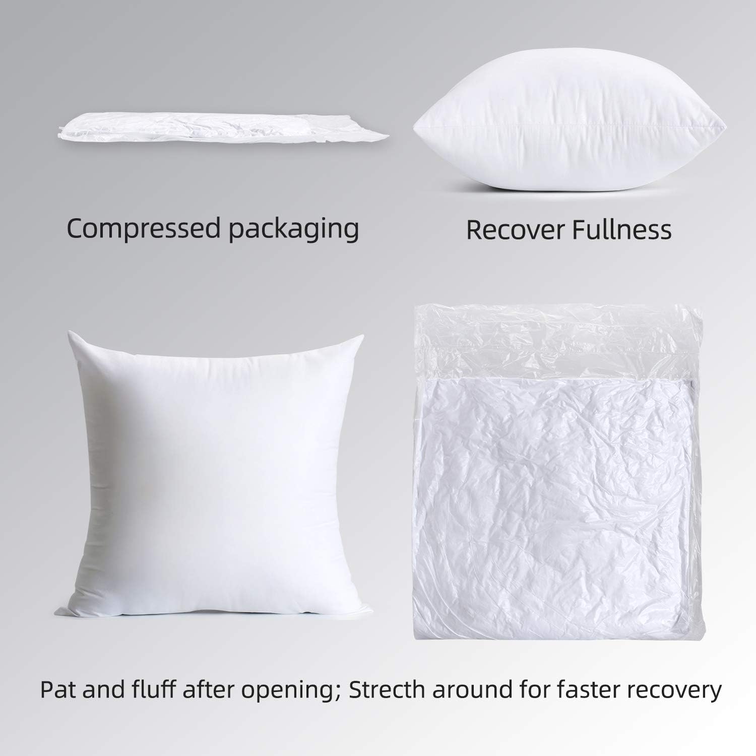 18 x 18 Pillow Inserts, Pack of 4, Water Resistant Square Cushion Forms E400