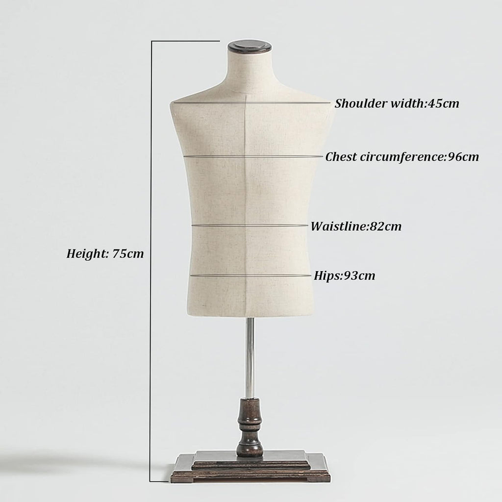 Male Tailor Dummy Dress Form with Wooden Base for Clothing Display D478