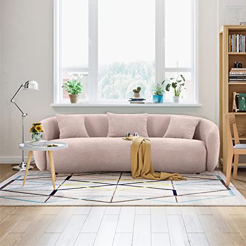 Mid Century Modern Curved Sofa, 3-Seat Boucle Fabric Couch A249
