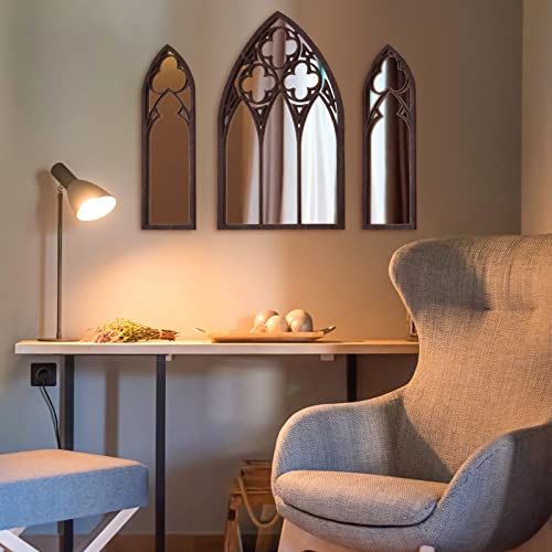 Gothic Wall Mirrors Set of 3, Cathedral Arch Frame Decor G911