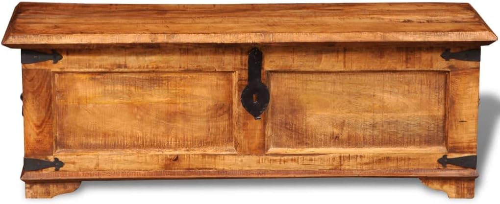 Wooden Storage Chest with Lid, Large Rustic Trunk for Living Room and Bedroom R585529