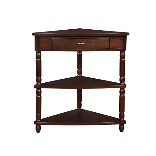 Corner Table, 3-Tier Wood End Table with Solid Wood Legs for Living Room E603804