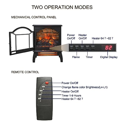 1500W Infrared Freestanding Electric Fireplace Heater with Remote V472