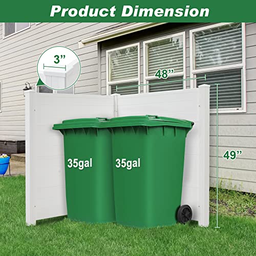 Outdoor Privacy Screen 2 Panels, 48"W x 49"H, Freestanding Fence with Iron Stakes, White W835