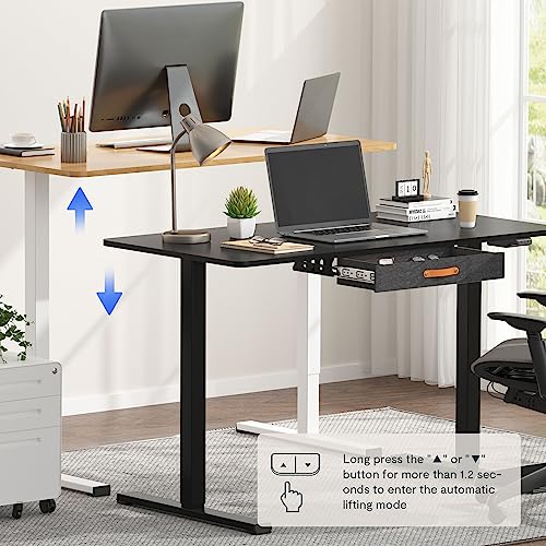 Standing Desk with Drawer Electric Sit Stand Desk, 48 x 24 Inches Desktop, Adjustable Height Q557747